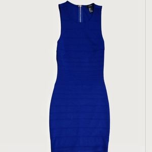Gorgeous 🔵 Blue BodyCon Sleeveless Dress 👗 Silver Zipper Detailing, Open Back